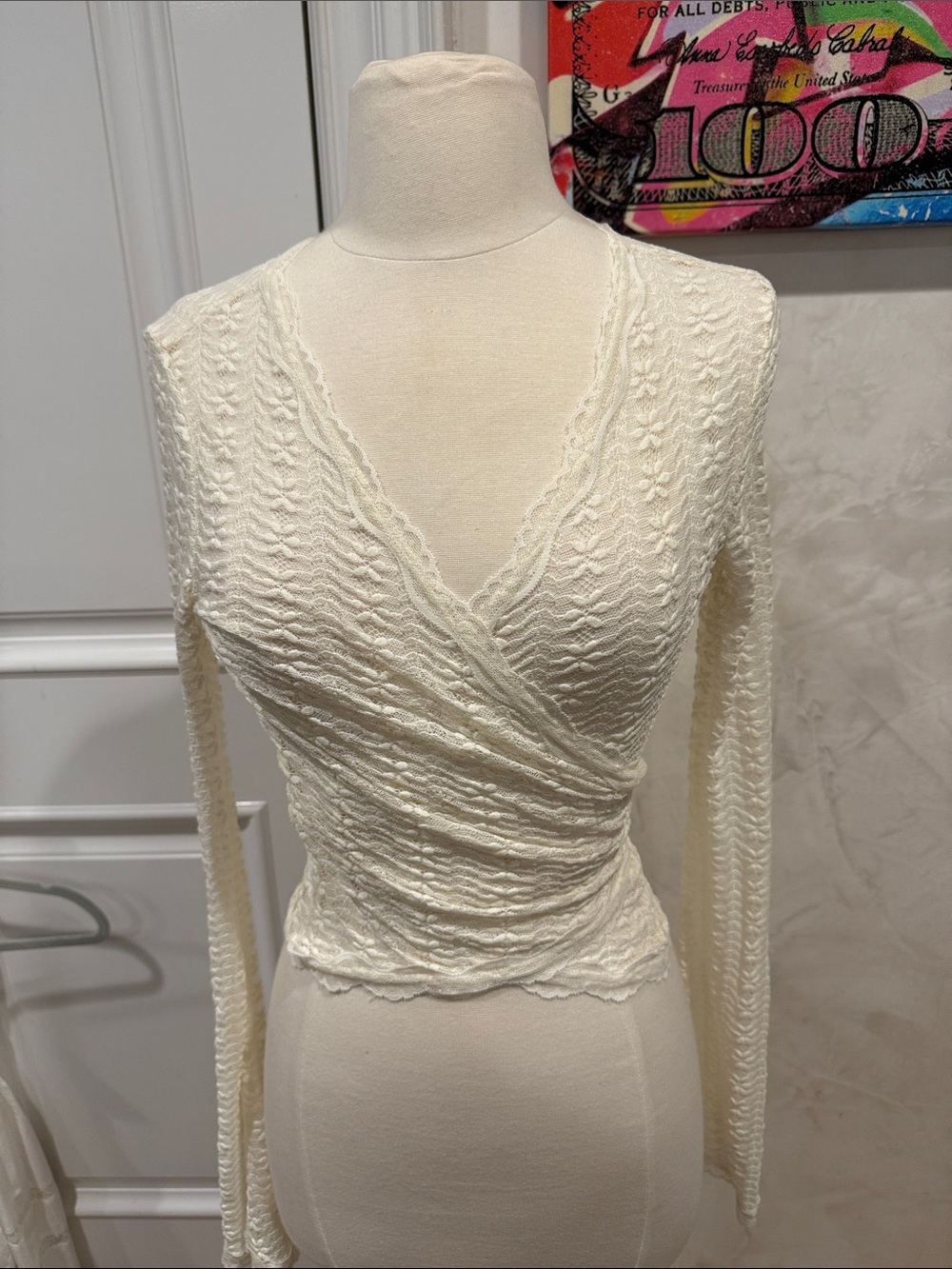 Women’s Cream lace Wrap Top